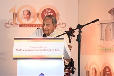 Dada JP Vaswani speaks at School Inaguration by President