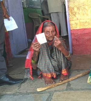 सोनाबाई मोतीराम खरे या ११० वर्षांच्या आजींनी मतदान केले.